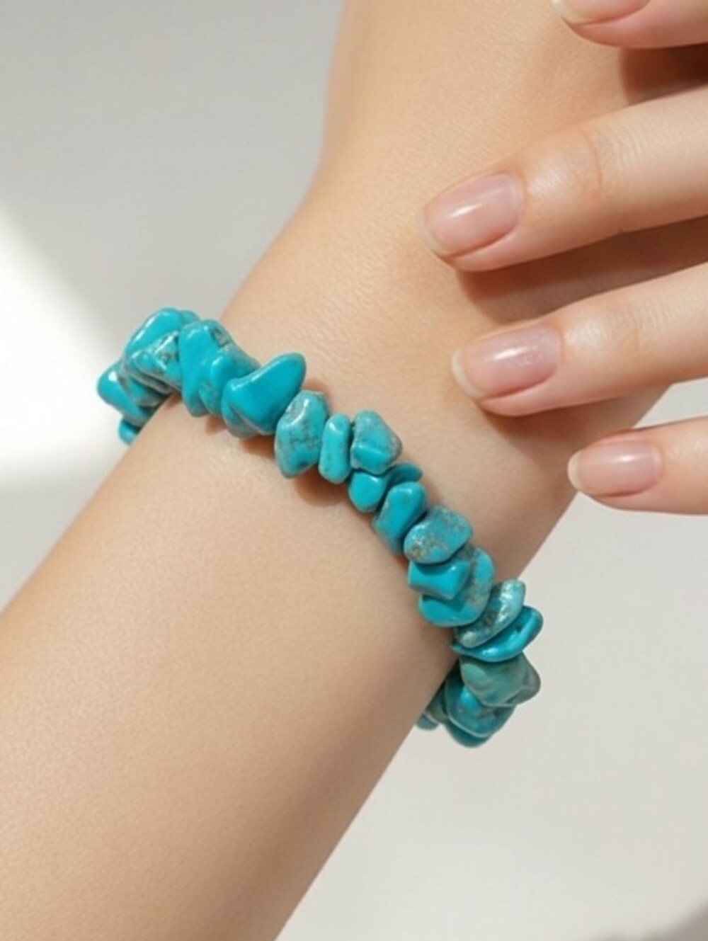 Turquoise Chip Bracelet Boho Western Stretch Beaded Jewelry Southwestern Glam